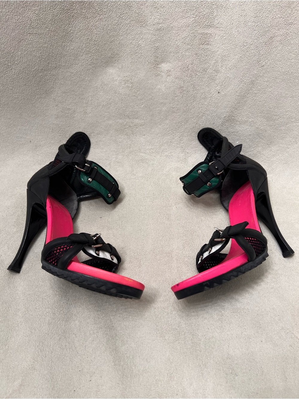 Balenciaga  LEGO Black & Pink Ankle-Strap Sandals